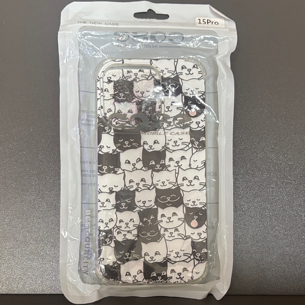 Cat Pattern Phone Case - Black and White